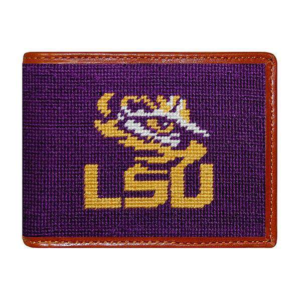 LSU Needlepoint Wallet in Purple by Smathers & Branson - Country Club Prep