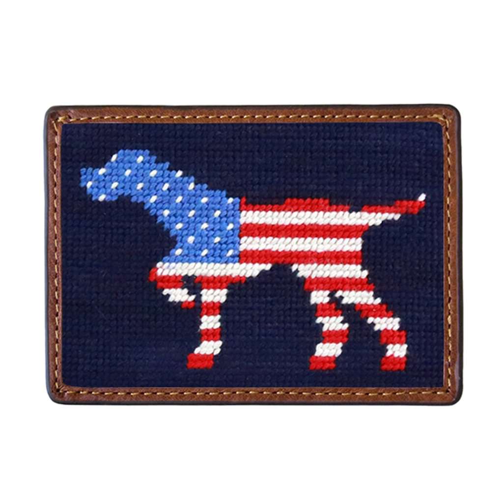 Patriotic Dog on Point Needlepoint Credit Card Wallet by Smathers & Branson - Country Club Prep