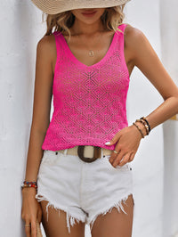 Openwork Scoop Neck Sleeveless Tank - Country Club Prep