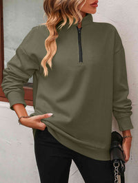 Zip-Up Dropped Shoulder Sweatshirt - Country Club Prep