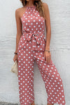 Polka Dot Grecian Wide Leg Jumpsuit - Country Club Prep