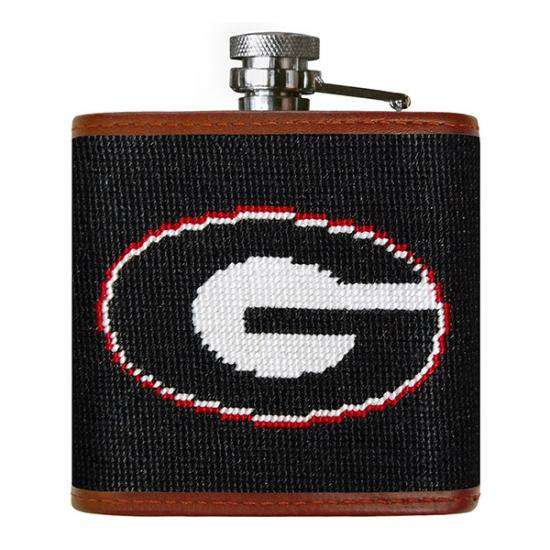 University of Georgia Needlepoint Flask in Black by Smathers & Branson - Country Club Prep