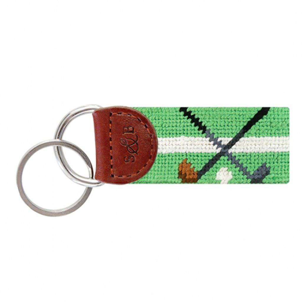 Crossed Clubs Needlepoint Key Fob in Mint by Smathers & Branson - Country Club Prep