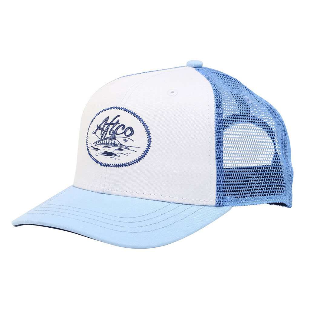Finner Trucker Hat in Sky by AFTCO - Country Club Prep