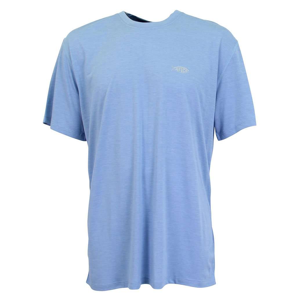 Fishtale Performance Tee Shirt in Magnum Blue by AFTCO - Country Club Prep