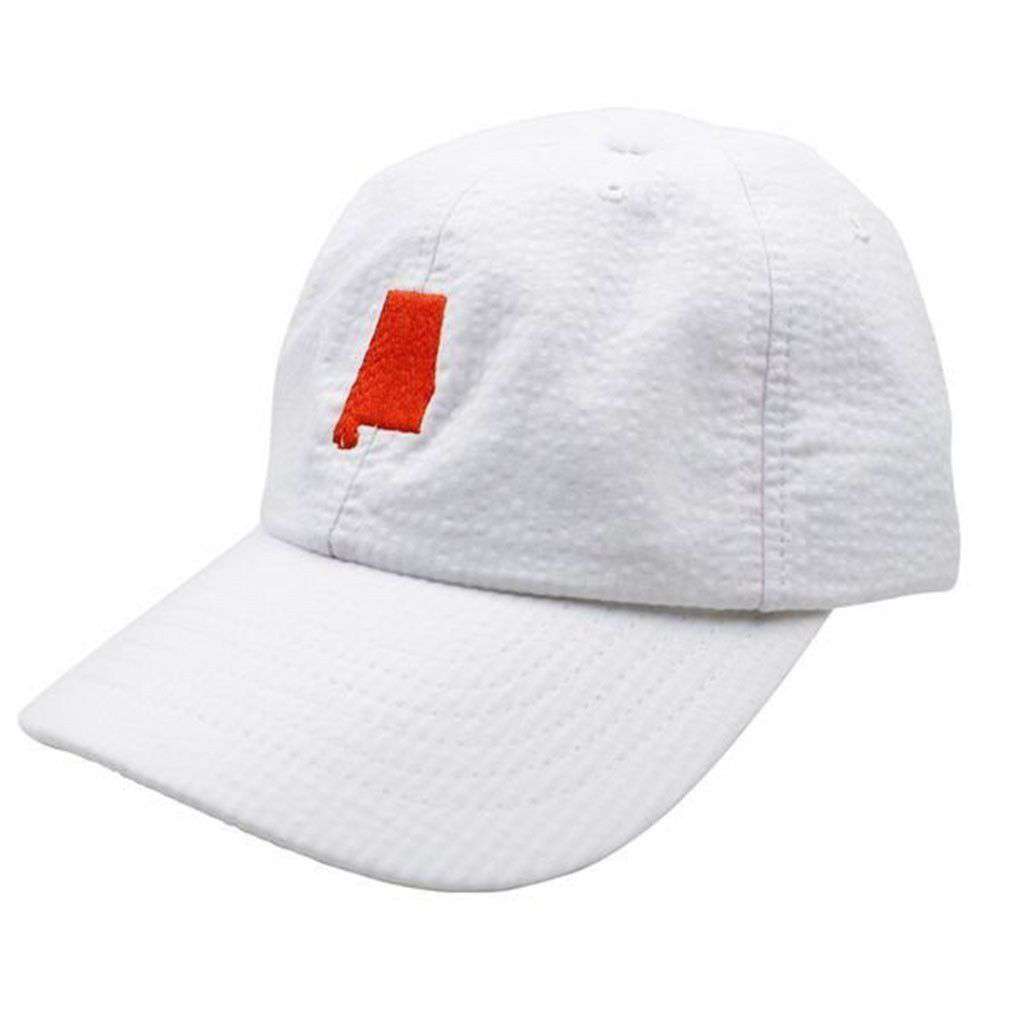 Alabama Seersucker Bow Hat in White with Orange by Lauren James - Country Club Prep