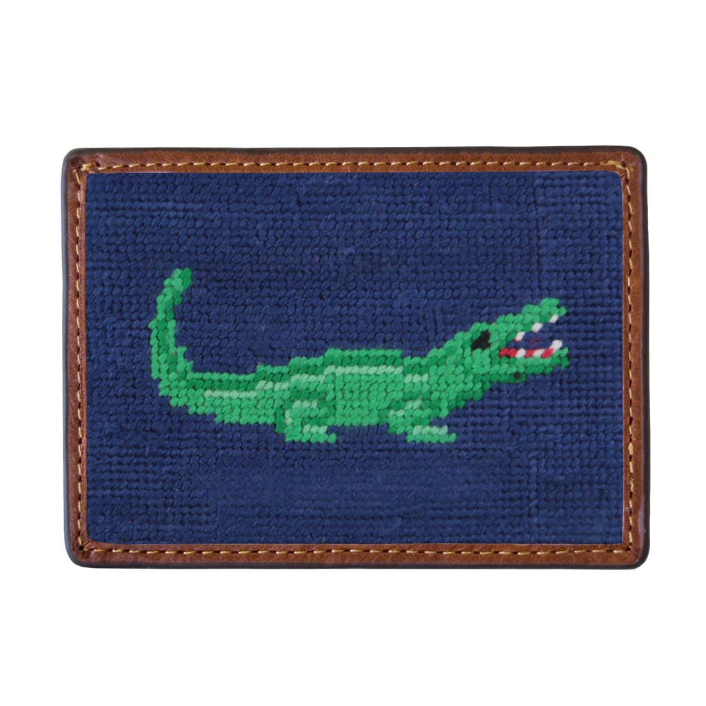 Alligator Needlepoint Credit Card Wallet by Smathers & Branson - Country Club Prep