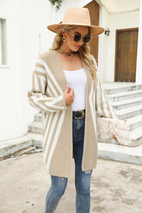 Two-Tone Open Front Fuzzy Longline Cardigan - Country Club Prep