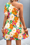 Floral One-Shoulder Puff Sleeve Dress - Country Club Prep