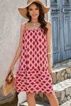 Geometric Spaghetti Strap Knee-Length Dress - Country Club Prep