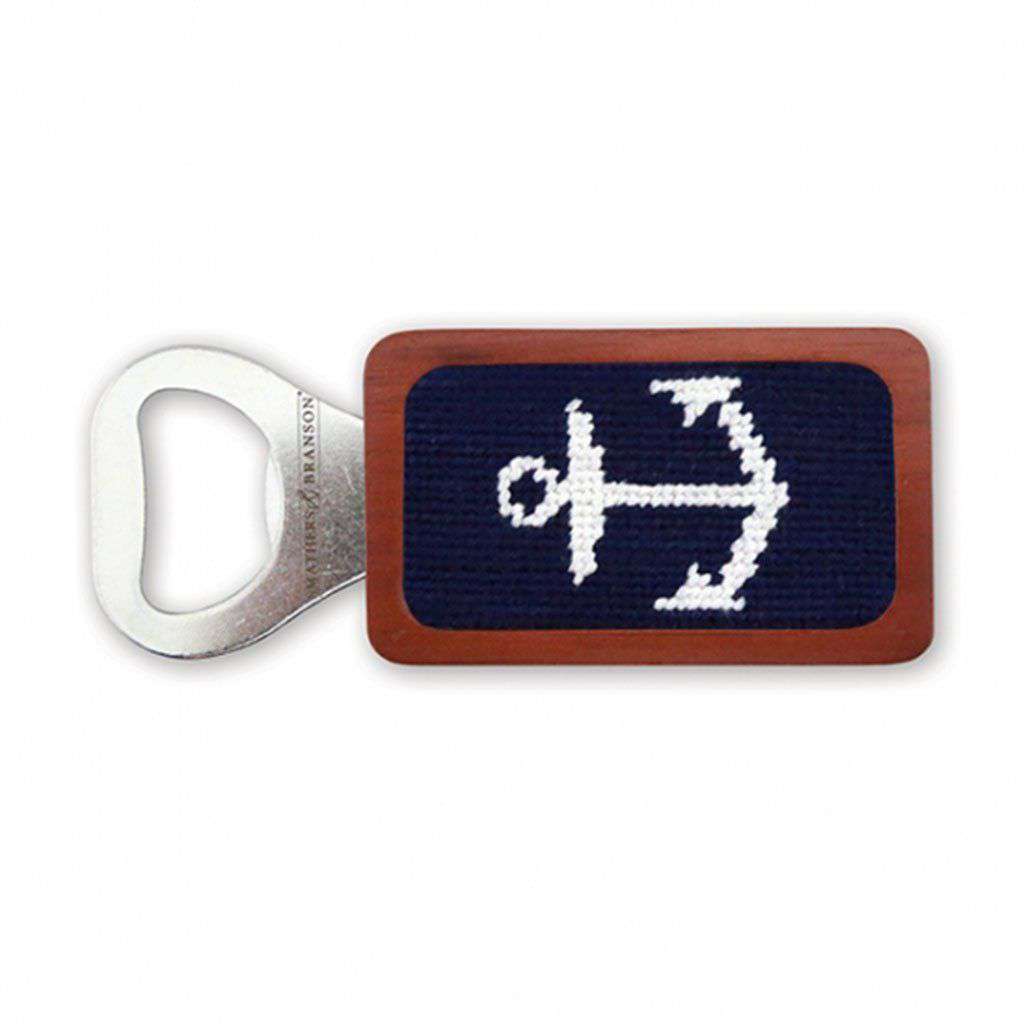 Anchor Needlepoint Bottle Opener in Dark Navy by Smathers & Branson - Country Club Prep