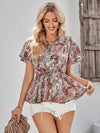 Floral Flutter Sleeve Peplum Blouse - Country Club Prep