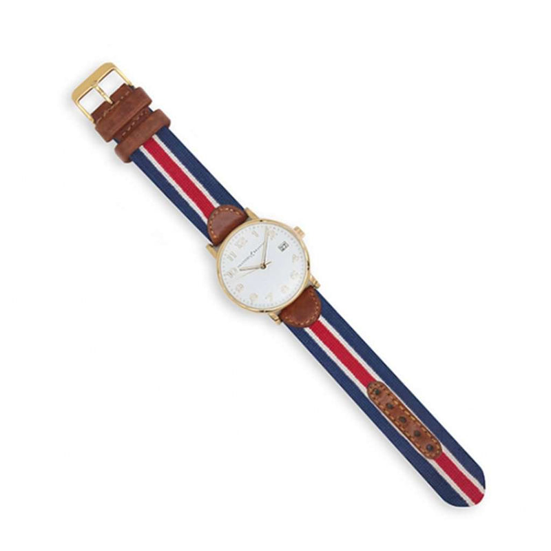 Red Multi Stripe Needlepoint Watch by Smathers & Branson - Country Club Prep