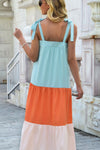 Color Block Tie-Shoulder Sleeveless Dress - Country Club Prep