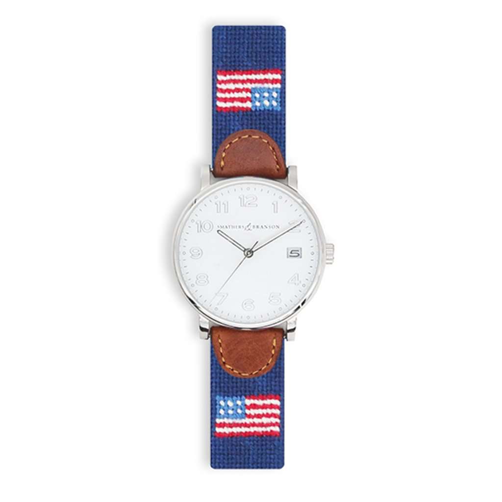 American Flag Needlepoint Watch by Smathers & Branson - Country Club Prep