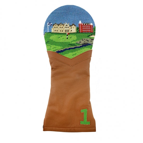 St Andrews Scene Needlepoint Driver Headcover by Smathers & Branson - Country Club Prep