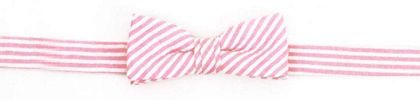 Boy's Bow Tie in Hot Pink Seersucker Stripe by High Cotton - Country Club Prep