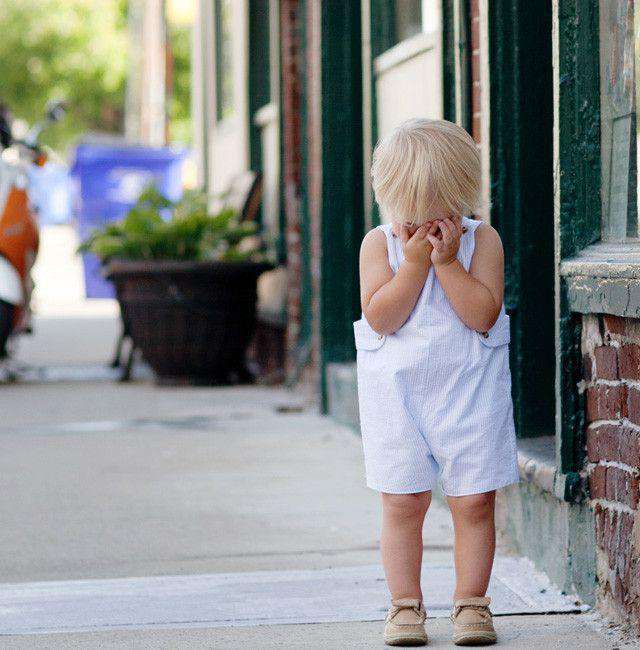 Boys Shortall in Blue Seersucker by Bella Bliss - Country Club Prep