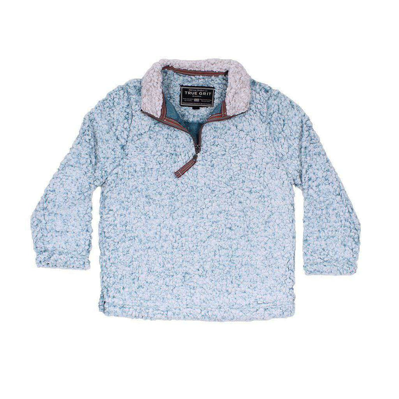 CHILD'S Frosty Tip 1/4 Zip Pullover in Aqua by True Grit - Country Club Prep