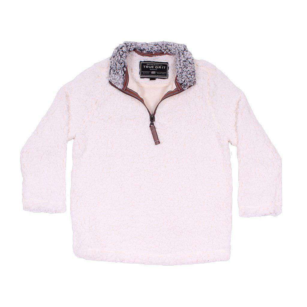 CHILD'S Frosty Tip 1/4 Zip Pullover in Ivory by True Grit - Country Club Prep