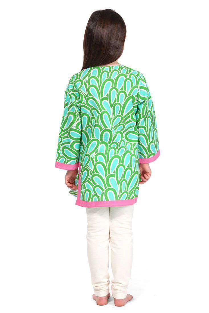 Girl's Annabelle Cotton Tunic in Aqua by Malabar Bay - Country Club Prep