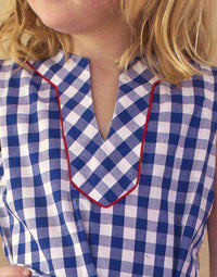 Girl's Tunic Dress in Blue Gingham by Kayce Hughes - Country Club Prep