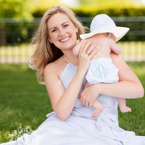 Sawyer Sun Hat in Blue and Yellow Seersucker by The Beaufort Bonnet Company - Country Club Prep