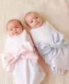 Sweet Bow Swaddle Blanket in Buckhead Blue Chambray by The Beaufort Bonnet Company - Country Club Prep