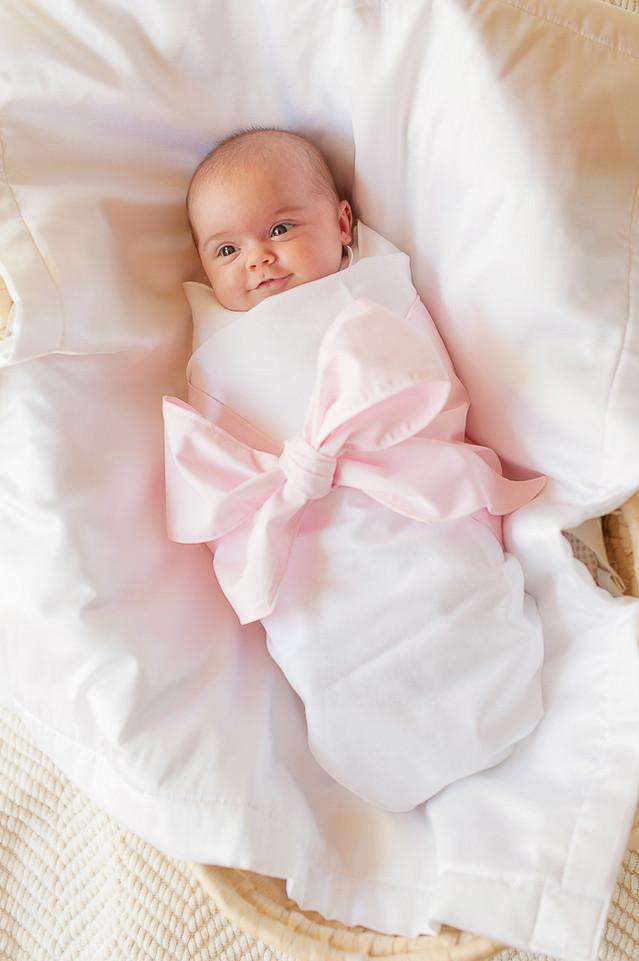 Sweet Bow Swaddle Blanket in Plantation Pink by The Beaufort Bonnet Company - Country Club Prep