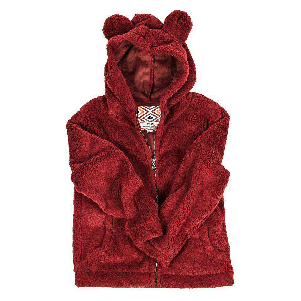 YOUTH Silky Pile Pullover Teddy Bear in Red by True Grit - Country Club Prep