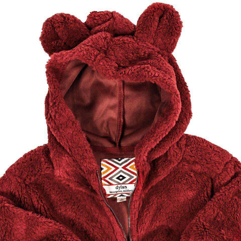 YOUTH Silky Pile Pullover Teddy Bear in Red by True Grit - Country Club Prep