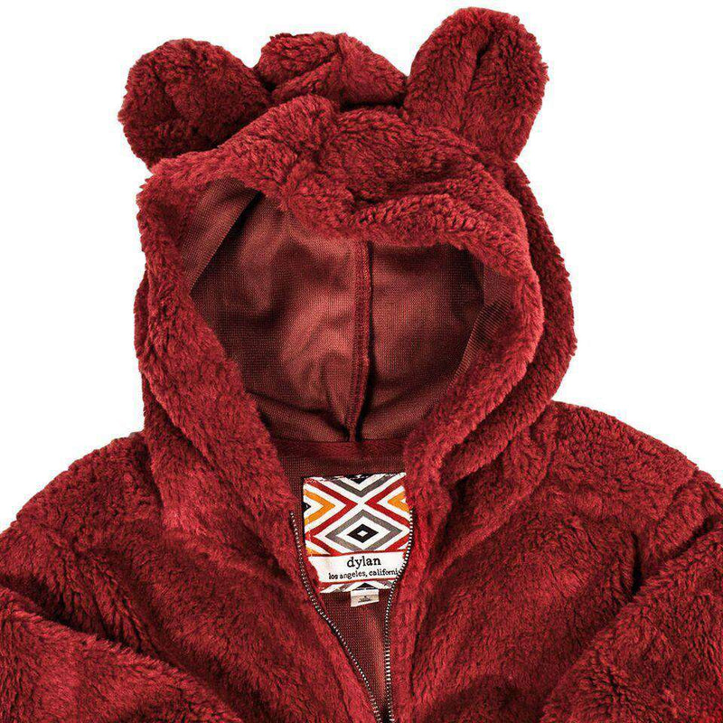 YOUTH Silky Pile Pullover Teddy Bear in Red by True Grit - Country Club Prep