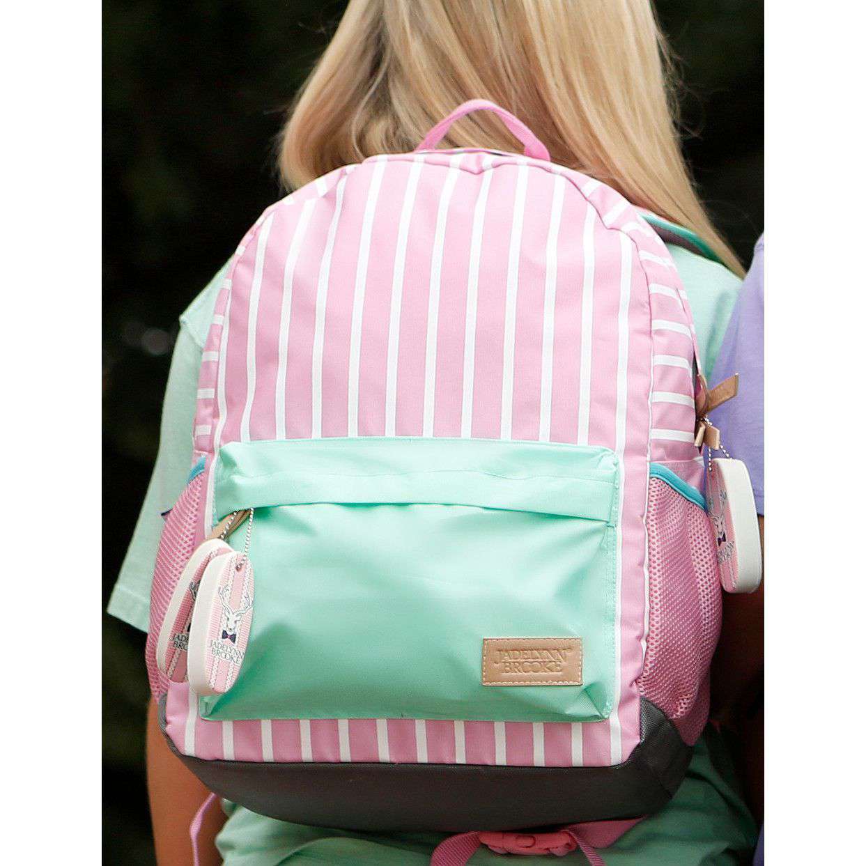 backpack laptop green pink Jadelynn Brooke Backpack in Pink Stripe – Country Club Prep