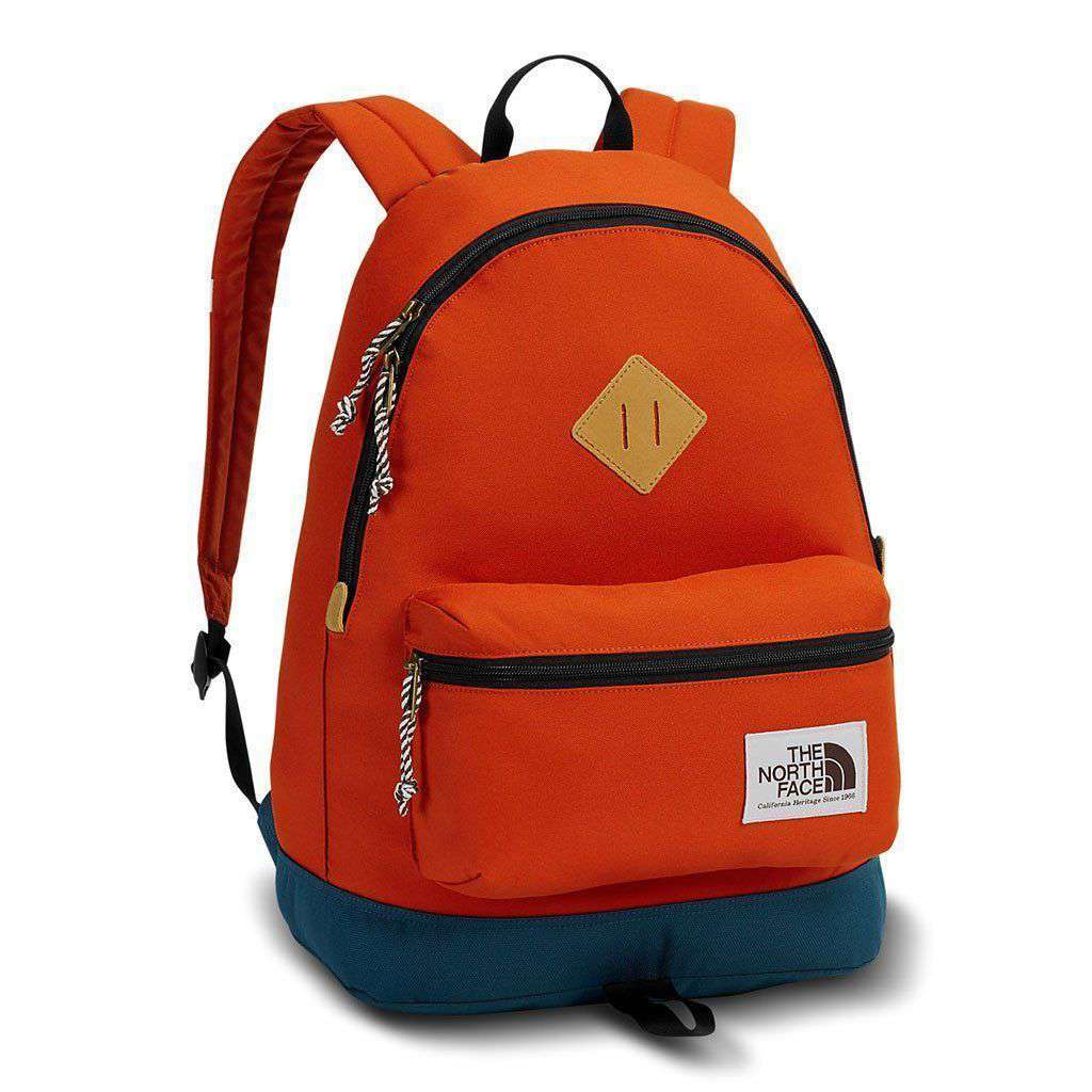 Berkeley Backpack in Tibetan Orange and Monterey Blue by The North Face - Country Club Prep