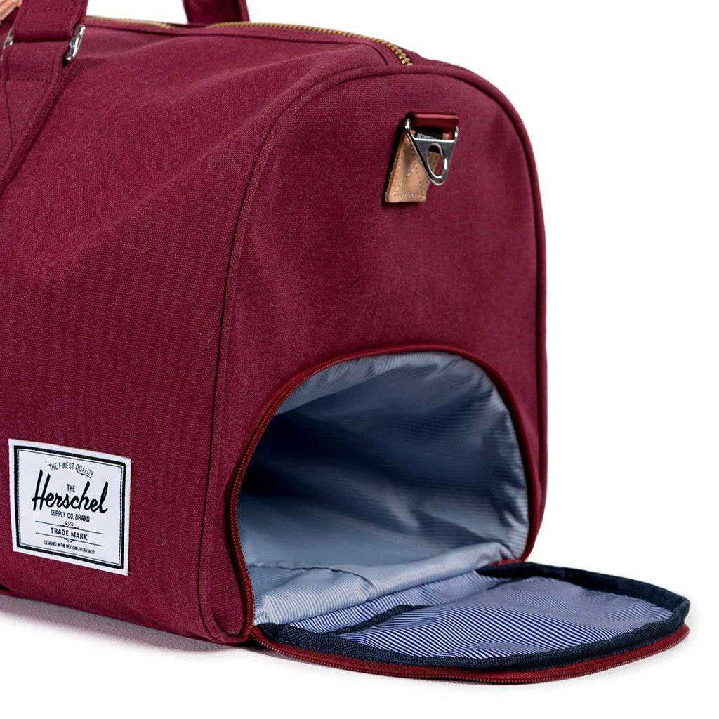 Cotton Canvas Novel Duffle in Windsor Wine by Herschel Supply Co. - Country Club Prep