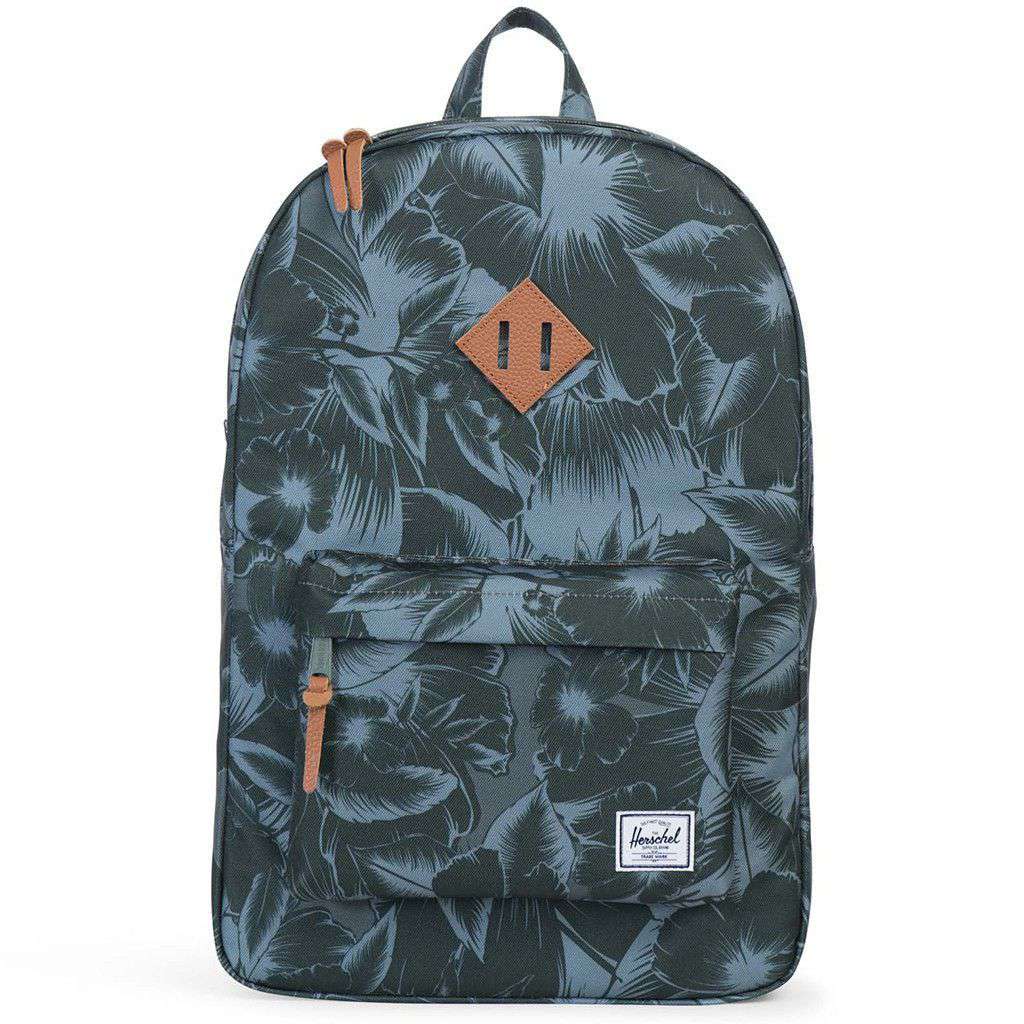herschel backpack black floral Herschel Heritage Backpack in Jungle Floral Green – Country Club Prep