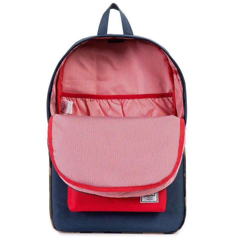 classic red herschel backpack Herschel Heritage Backpack in Navy, Red and Woodland Camo – Country Club Prep