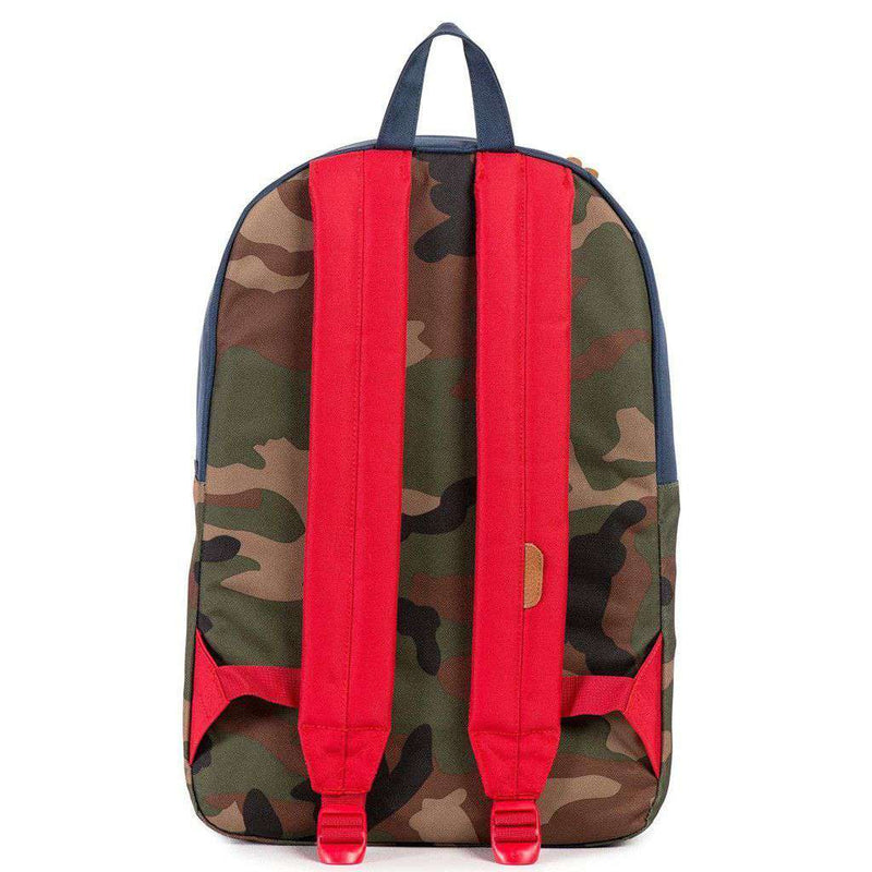 herschel backpack red and brown Herschel Heritage Backpack in Navy, Red and Woodland Camo – Country Club Prep