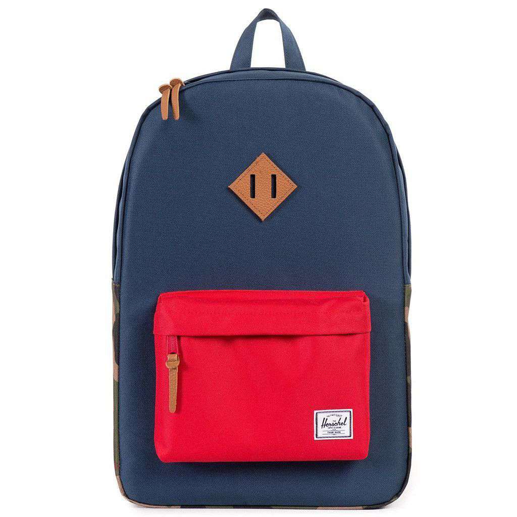 Herschel Heritage Backpack in Navy Red and Woodland Camo