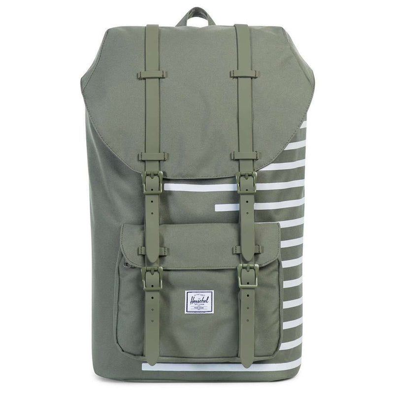 Herschel Little America Backpack in Deep Lichen Offset Stripe – Country Club Prep Herschel Little America Backpack in Deep Lichen Offset Stripe – Country Club Prep