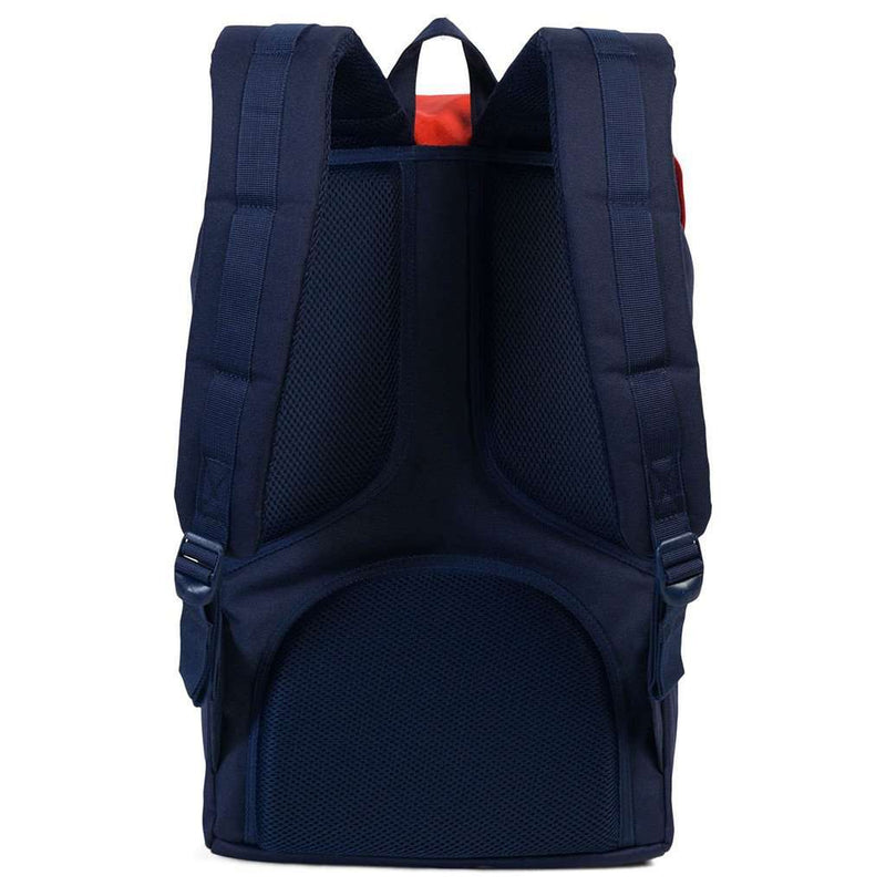 herschel backpack peacoat coral Herschel Supply Co. Little America Backpack in Peacoat and Hot Coral – Country Club Prep