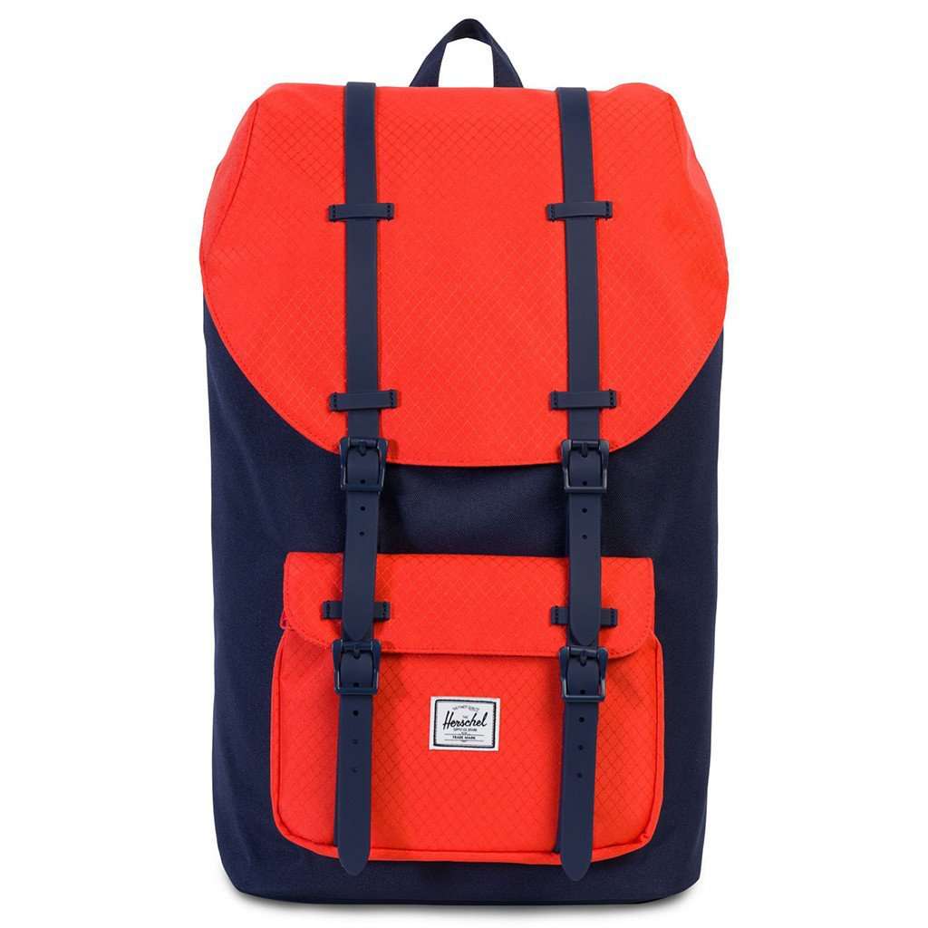 herschel backpack little america sale Herschel Supply Co. Little America Backpack in Peacoat and Hot Coral – Country Club Prep