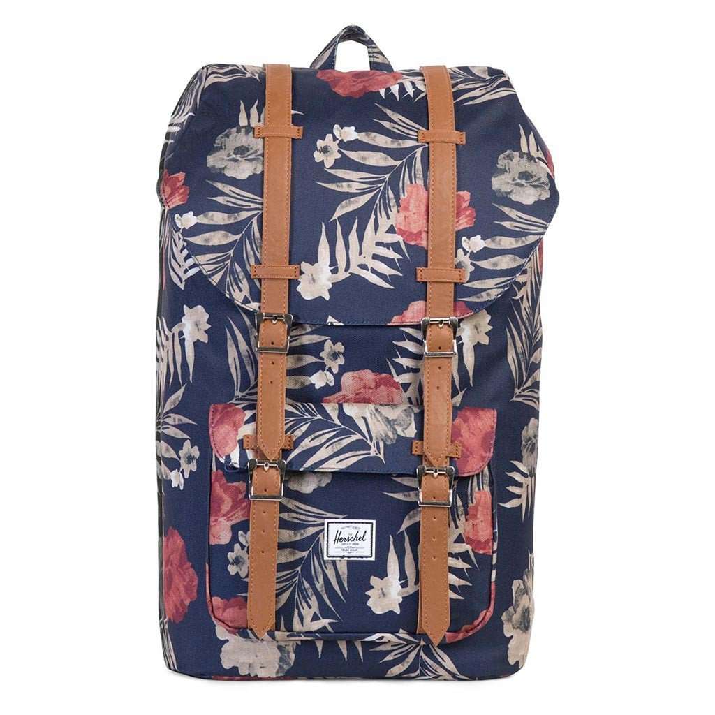 blue herschel backpack with flowers Herschel Supply Co. Little America Backpack in Peacoat Floria – Country  Club Prep