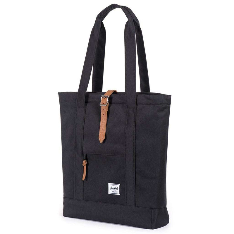 Herschel Supply Co. Market Tote in Black and Tan Synthetic Leather – Country Club Prep