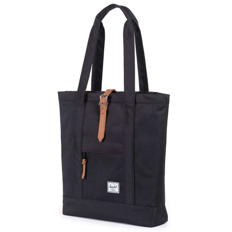 Herschel Supply Co. Market Tote in Black and Tan Synthetic Leather ...