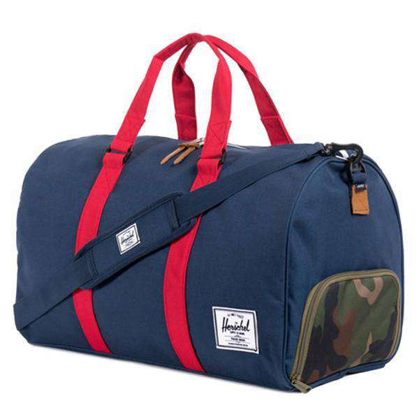 Novel Duffle Bag in Navy and Red with Woodland Camo by Herschel Supply Co. - Country Club Prep