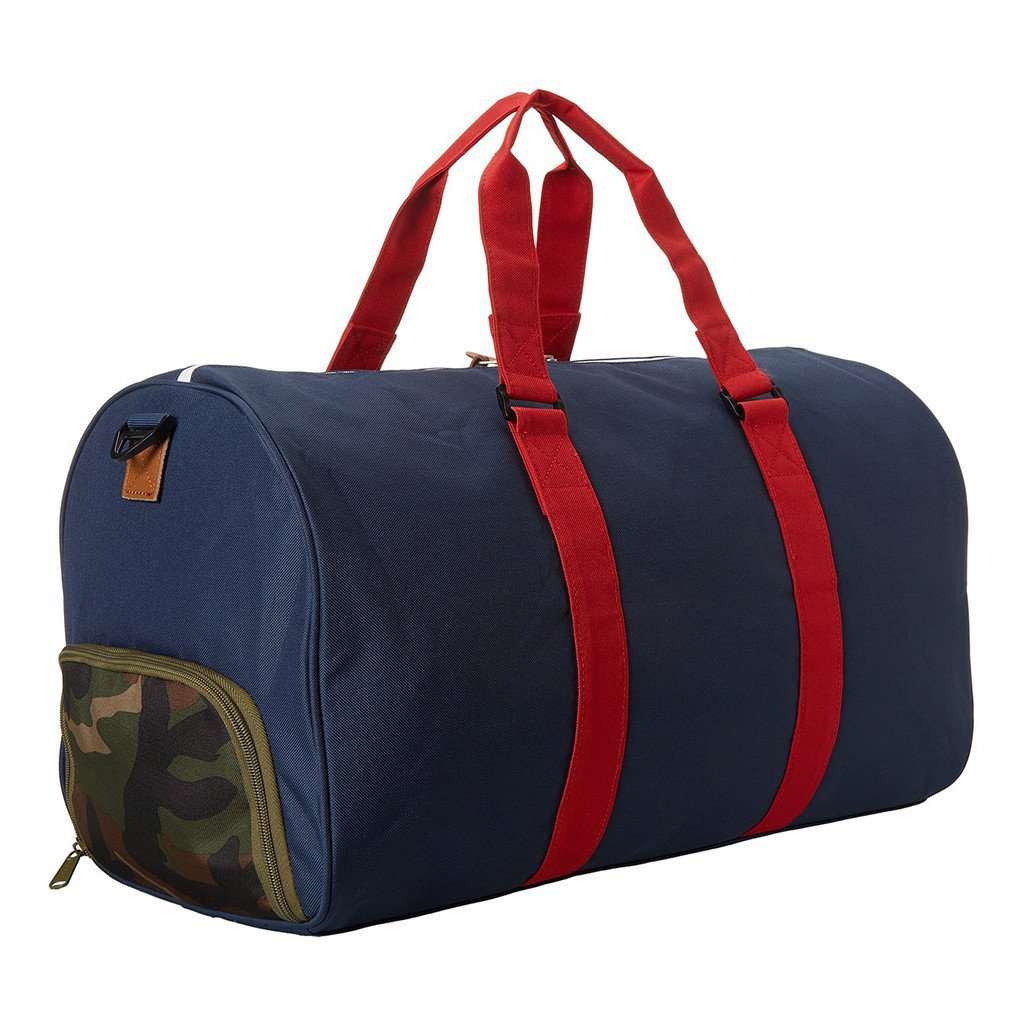 Novel Duffle Bag in Navy and Red with Woodland Camo by Herschel Supply Co. - Country Club Prep