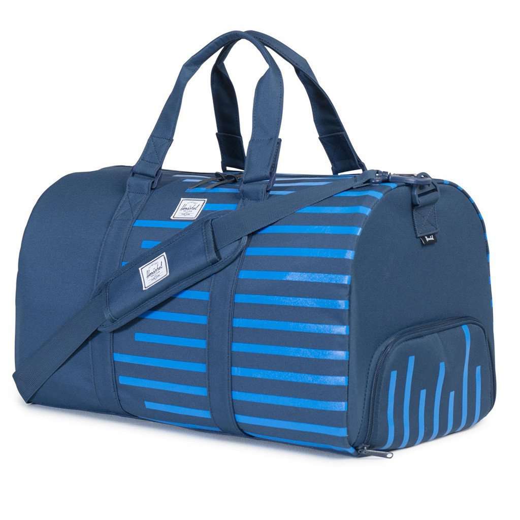 Novel Duffle Bag in Navy Offset Stripe by Herschel Supply Co. - Country Club Prep