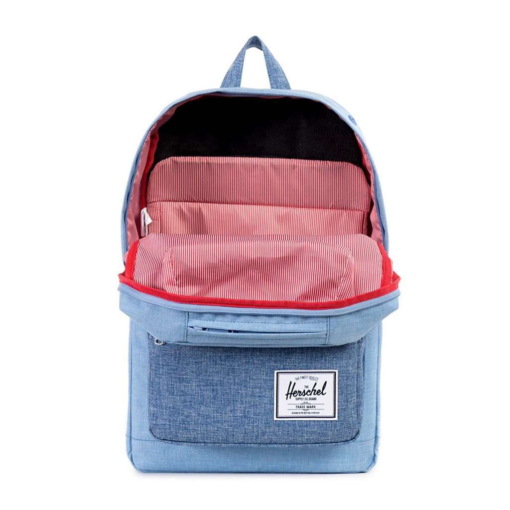 herschel backpack denim Herschel Pop Quiz Back Pack in Chambray Crosshatch – Country Club Prep