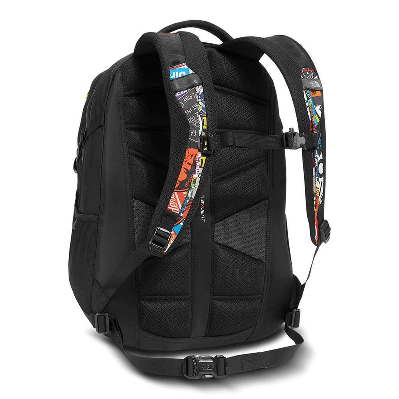 The North Face Recon Backpack in TNF Red Sticker Bomb Print
